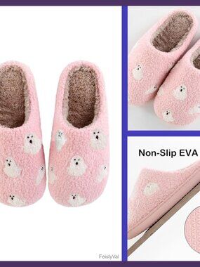 Memory Foam Slippers for Women Men, Cozy Fluffy Cotton House Slippers